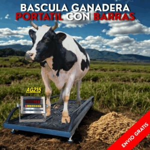 Báscula Ganadera Portabe Con Barras / MONITOR ACERO